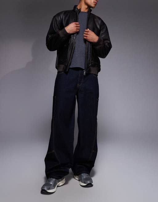 Liquor N Poker - Jeans taglio largo neri con tasche laterali combinate