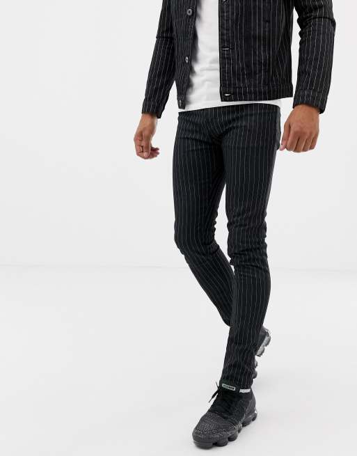 Liquor N jeans with pinstripe in black | ASOS