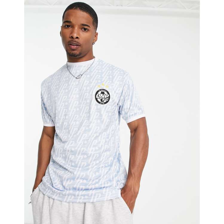 Liquor N Poker jersey top in blue with jacquard print