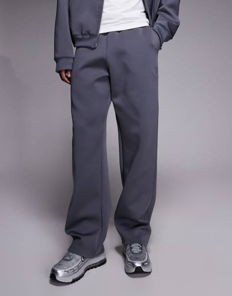 Liquor N Poker - Joggers dritti in tessuto scuba color antracite in coordinato - view 1