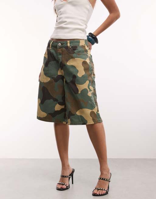Liquor N Poker - jorts con strass y estampado camuflaje, 5 de 5