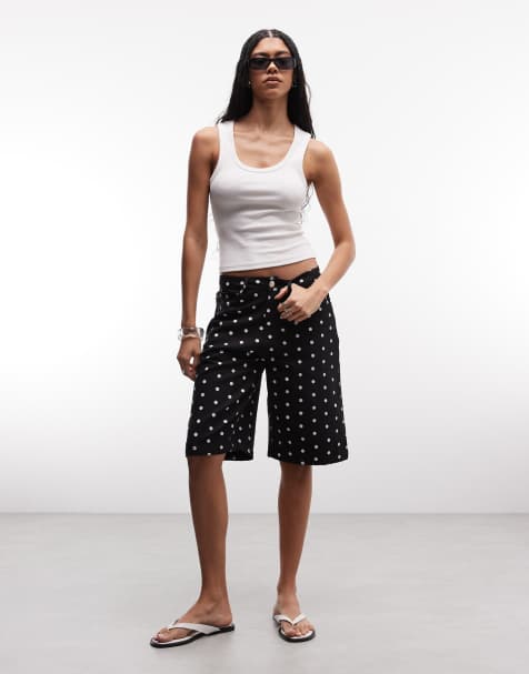 Liquor N Poker - Jorts di jeans neri a pois - view 1