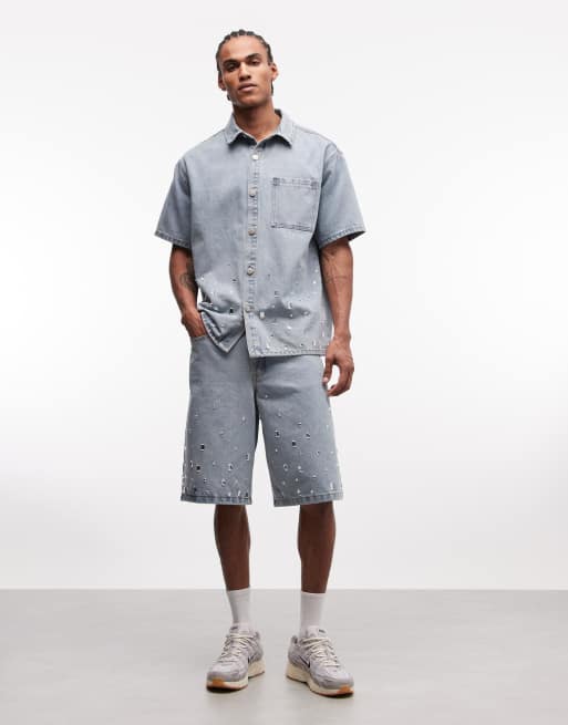 Liquor N Poker - Coordinato in denim lavaggio azzurro con strass, 3 di 3