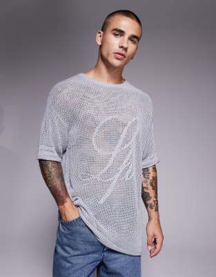 Liquor N Poker Liquor N Poker knit jersey top with Rebel 13 logo in grey