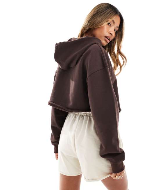 Liquor N Poker – Kurzer Kapuzenpullover in Braun, 3 von 4