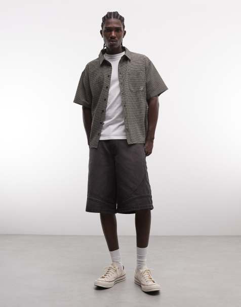 Liquor N Poker - Lange denim short met naaddetail in zwart met wassing - view 1