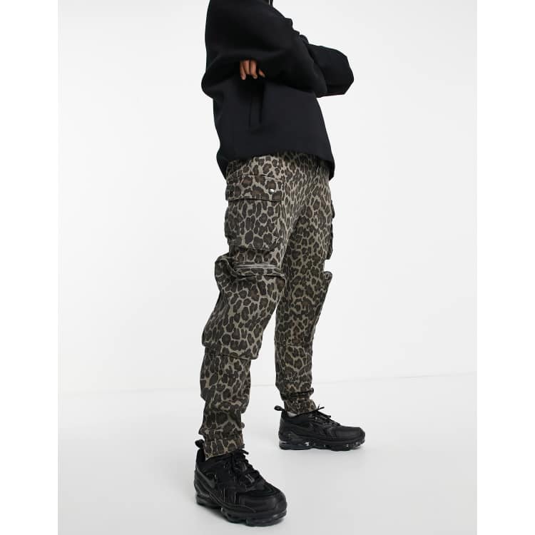 Leopard Print T-shirt Trousers New Fashion Men's Streetwear Sports