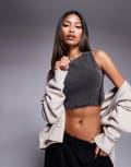 [Liquor N Poker] Liquor N Poker long sleeve open back baby t-shirt with hook & eye detail in black 8 BLACK