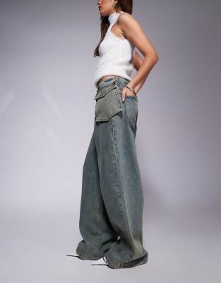 Liquor N Poker Mid Rise Baggy Jean With Oversized Pocket