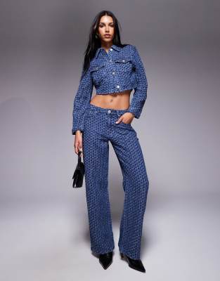 Liquor N Poker Liquor N Poker mid rise baggy jeans co-ord in bubble indigo-Blue