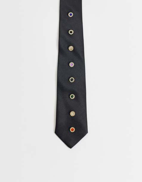 Liquor N Poker multicolour embellished tie in black - view 1