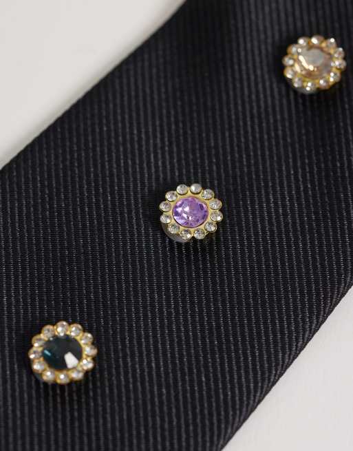 Liquor N Poker multicolour embellished tie in black, 2 of 3