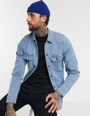 mens muscle fit denim shirt