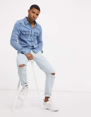 dress shirt with ripped jeans