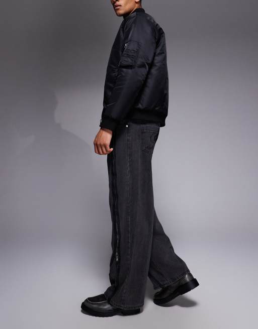 Liquor N Poker - Onyx - Jeans ampi neri con zip, 3 di 5