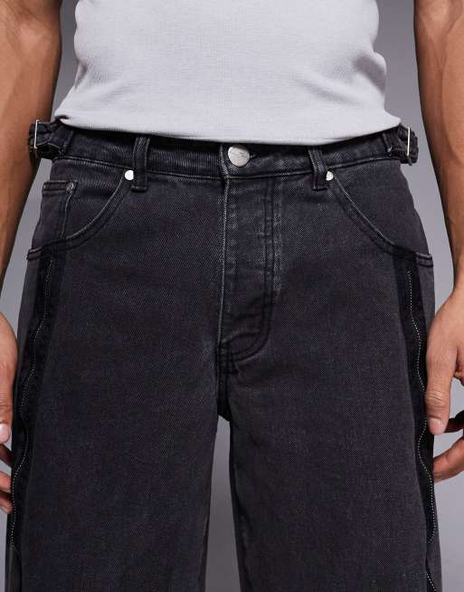 Liquor N Poker - Onyx - Jeans ampi neri con zip, 5 di 5