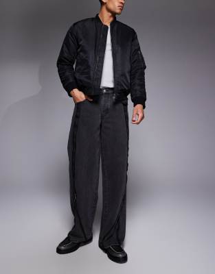 Liquor N Poker Onyx Zip Detail Baggy Jeans In Animal Print