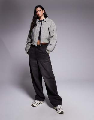 Liquor N Poker - Oversize-Bomberjacke aus Nylon in Braun-Brown