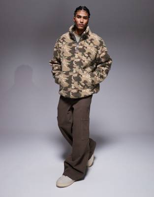Liquor N Poker Oversized 1/4 Neck Length Borg Sweater In Multi