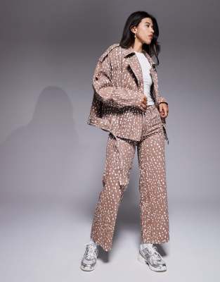 Liquor N Poker Oversized Biker Jacket In Brown