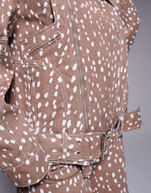 Liquor N Poker oversized biker jacket in bambi print - part of a set