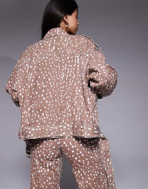 Liquor N Poker oversized biker jacket in bambi print - part of a set