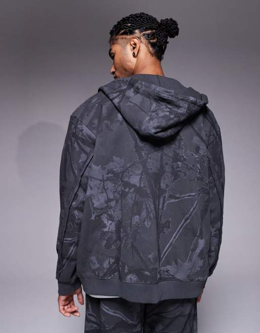 Liquor N Poker oversized camo print zip hoodie in multi, 3 of 5