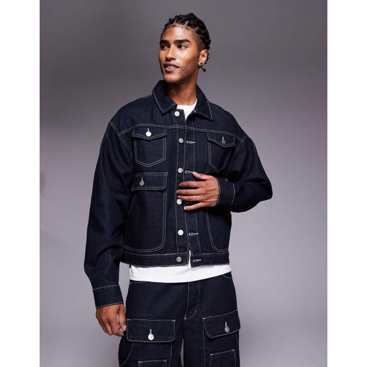 Liquor N Poker oversized carpenter denim jacket co-ord in raw
