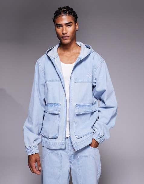 Liquor N Poker oversized denim hooded jacket co-ord in bleach wash - view 1