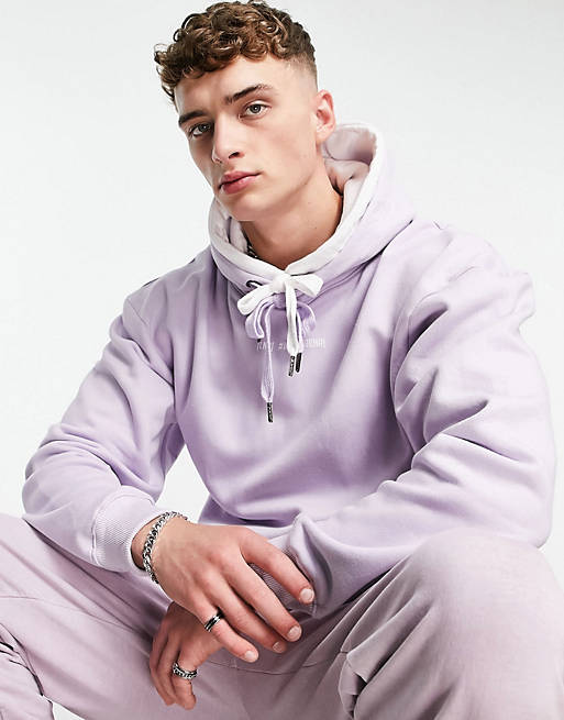 Liquor N Poker oversized double layered hoodie in lilac