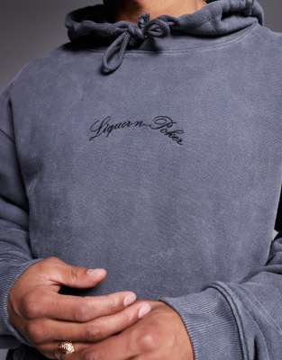 Liquor N Poker Oversized Hoodie In Gray