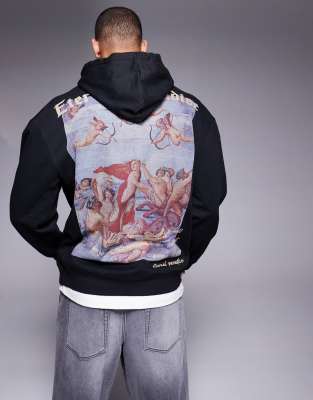Liquor N Poker Liquor N Poker oversized hoodie with eternal paradise back print in black