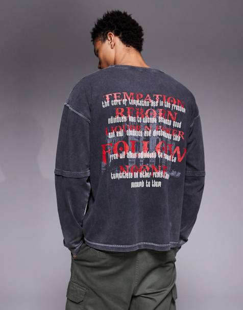 Liquor N Poker oversized long sleeve Principles of Life t-shirt in black - view 1