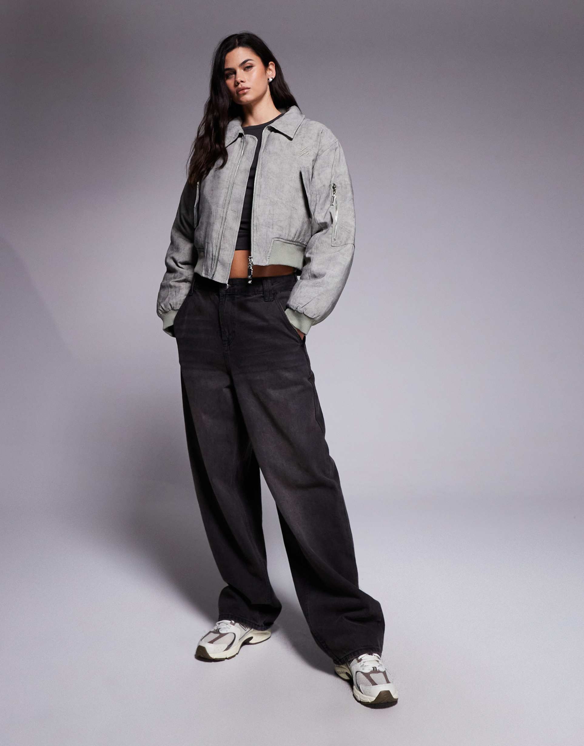 liquor n poker oversized nylon bomber jacket in brown