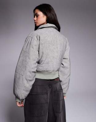 Liquor N Poker Oversized Nylon Bomber Jacket In Brown