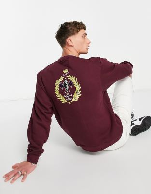 Liquor N Poker Oversized Sweatshirt In Burgundy With Golf Print-red