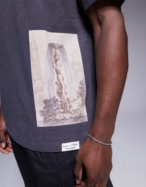 Liquor N Poker oversized T-shirt with cross placement print in gray