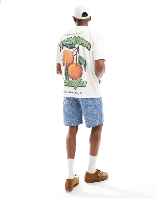 Liquor N Poker oversized t-shirt with fruit back print in white, 3 of 4