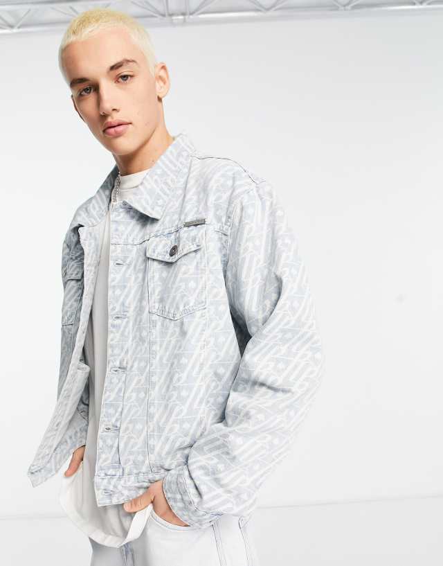 Liquor N Poker oversized trucker jacket in light wash blue denim