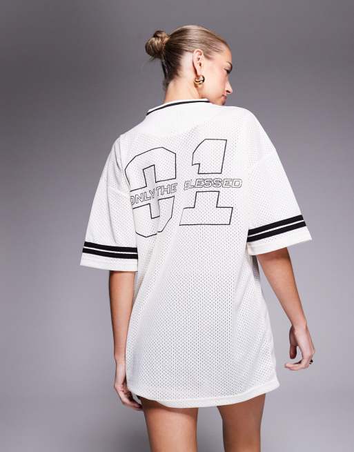 Liquor N Poker oversized varsity graphic t-shirt in off white, 2 of 4