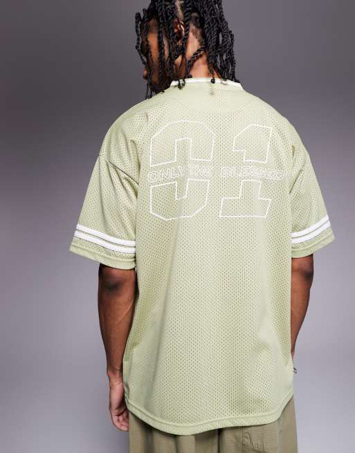 Liquor N Poker oversized varsity graphic T-shirt in sage green