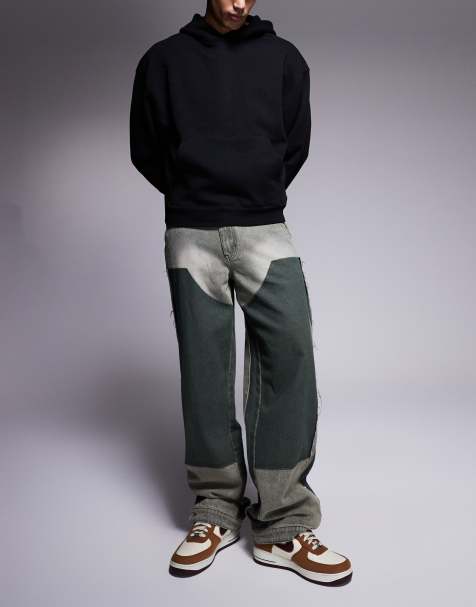 Liquor N Poker paneled jeans in green - view 1