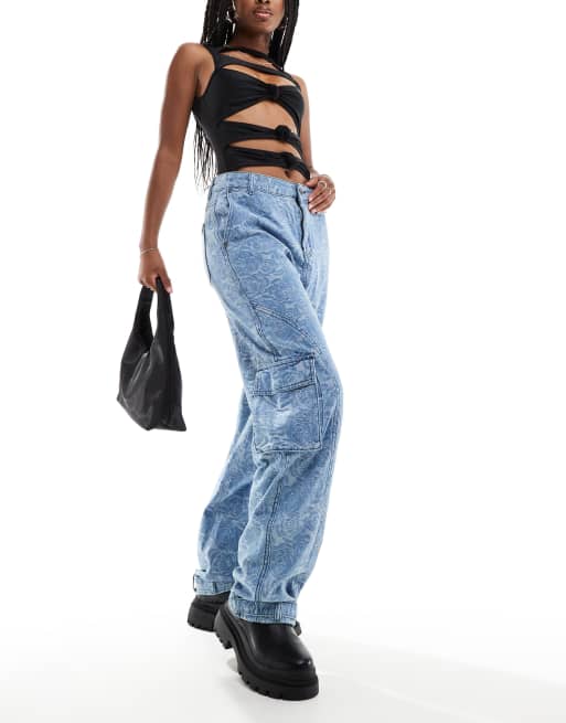 Liquor N Poker - Pantalon cargo en jacquard fleuri