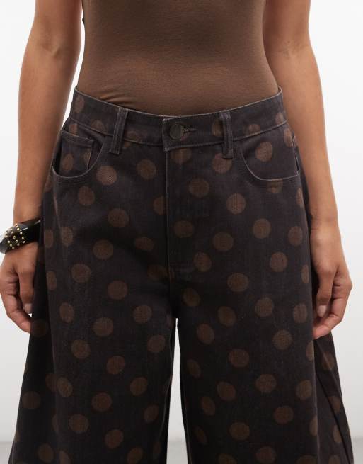 Liquor N Poker polka dot horseshoe jeans in chocolate, 5 of 5