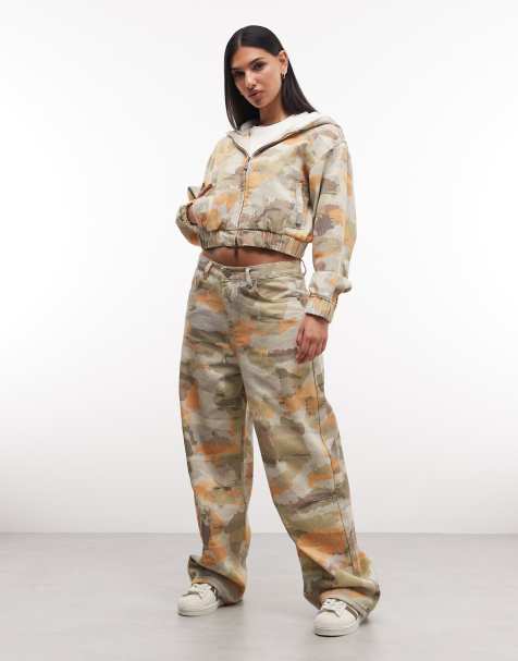 Liquor N Poker - Rechte driedelige denim co-ord set met vintage camouflageprint - view 1