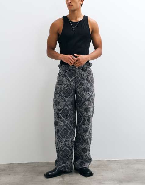 Liquor N Poker relaxed baggy jeans co-ord in paisley - view 1