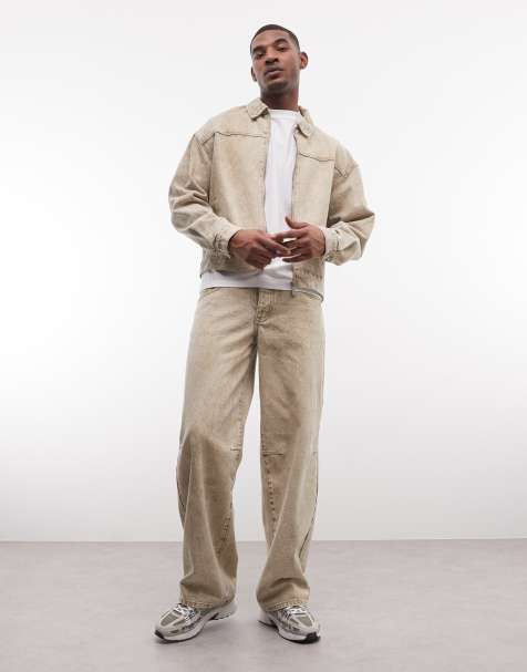 Liquor N Poker relaxed baggy jeans in beige - part of a set - view 1