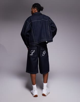 Liquor N Poker Relaxed Carpenter Denim Jorts In Blue