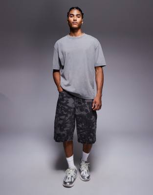 Liquor N Poker Relaxed Denim Jorts In Black