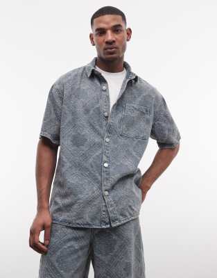 Liquor N Poker Relaxed Denim Shirt In Gray
